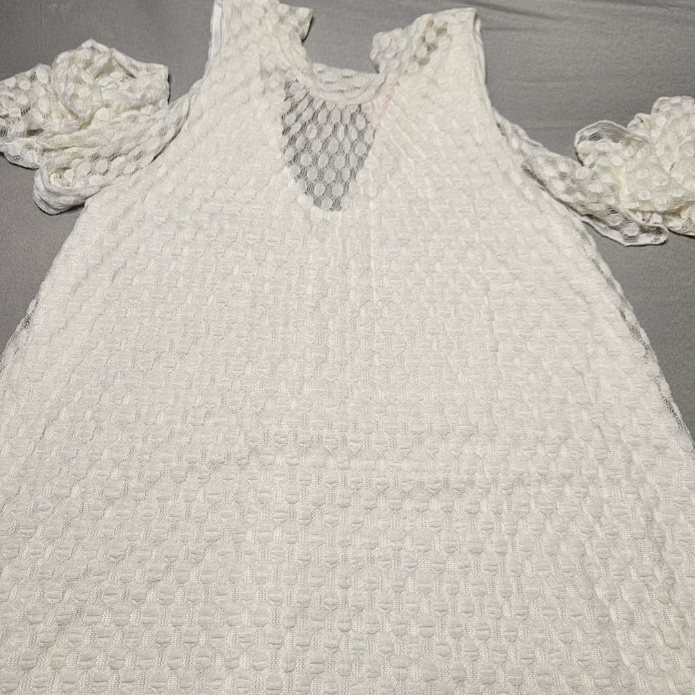 Soprano Lace Mini Dress Womens Small Off White‎ Cold Shoulder Swing D12877RK
